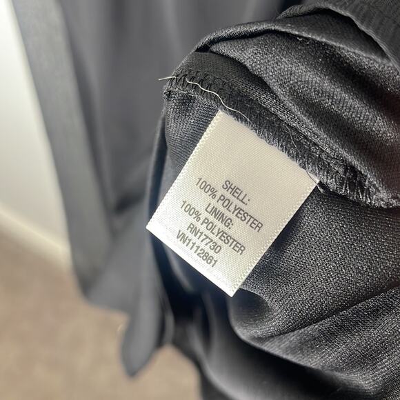 MERONA Black Sheer Lined Sheath Style Flutter Sleeve Dress Size Medium - Picture 4 of 8